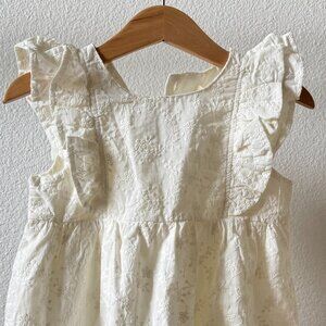 Baby Elowyn Eyelet Ruffle Bubble Romper Cream Size 18-24m Beautiful Soft